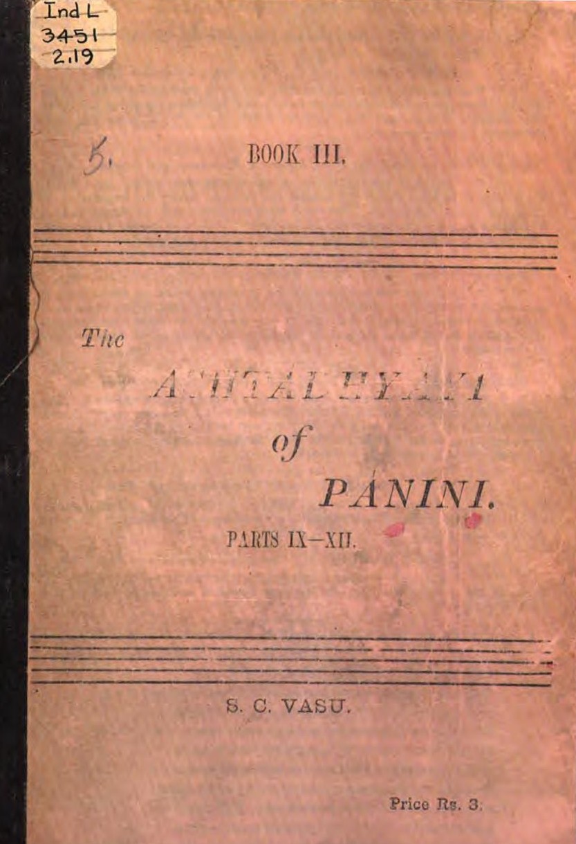 The Asthadhyaiyai of Panini Book III